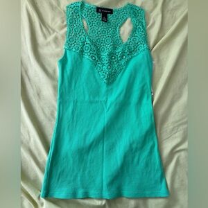 INC International Concepts Pear Green Lace Tank Top